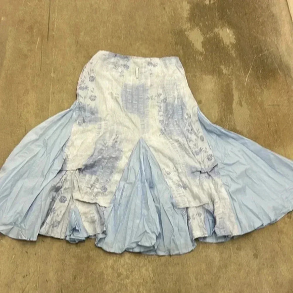 Terra nostra linen maxi skirt boho fairy ruffled - Picture 4 of 7